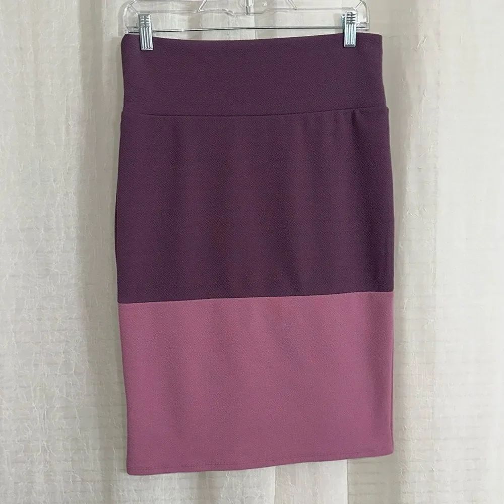 LuLaRoe M Cassie Mulled Wine Viola Lavender Pink Two Tone Stretch Pencil Skirt
